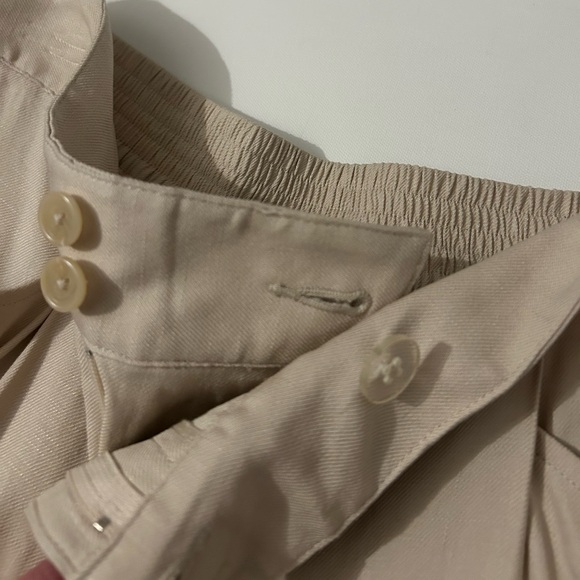 CABI Beige Linen Trouser Pants Traipse Wide Leg Crossover Waist Size 8 - Picture 5 of 10